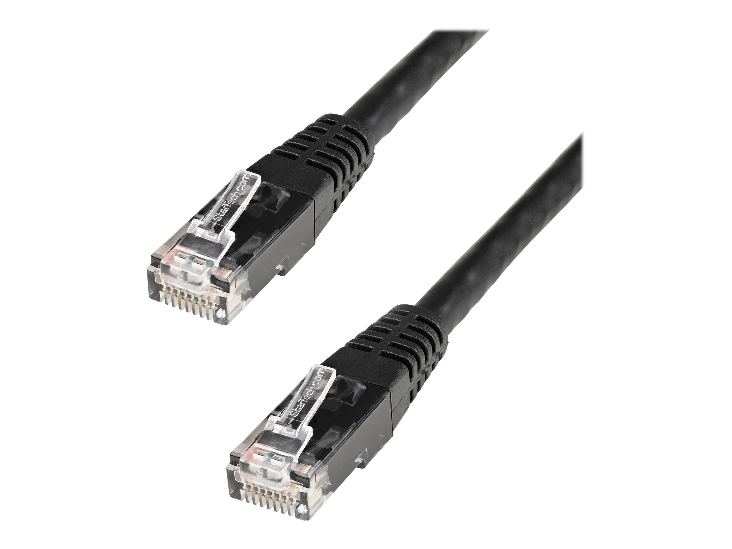 StarTech.com 1ft CAT6 Ethernet Cable, 10 Gigabit Molded RJ45 650MHz 100W PoE Patch Cord, CAT 6 10GbE UTP Network Cable with Strain Relief, Black, Fluke Tested/Wiring is UL Certified/TIA