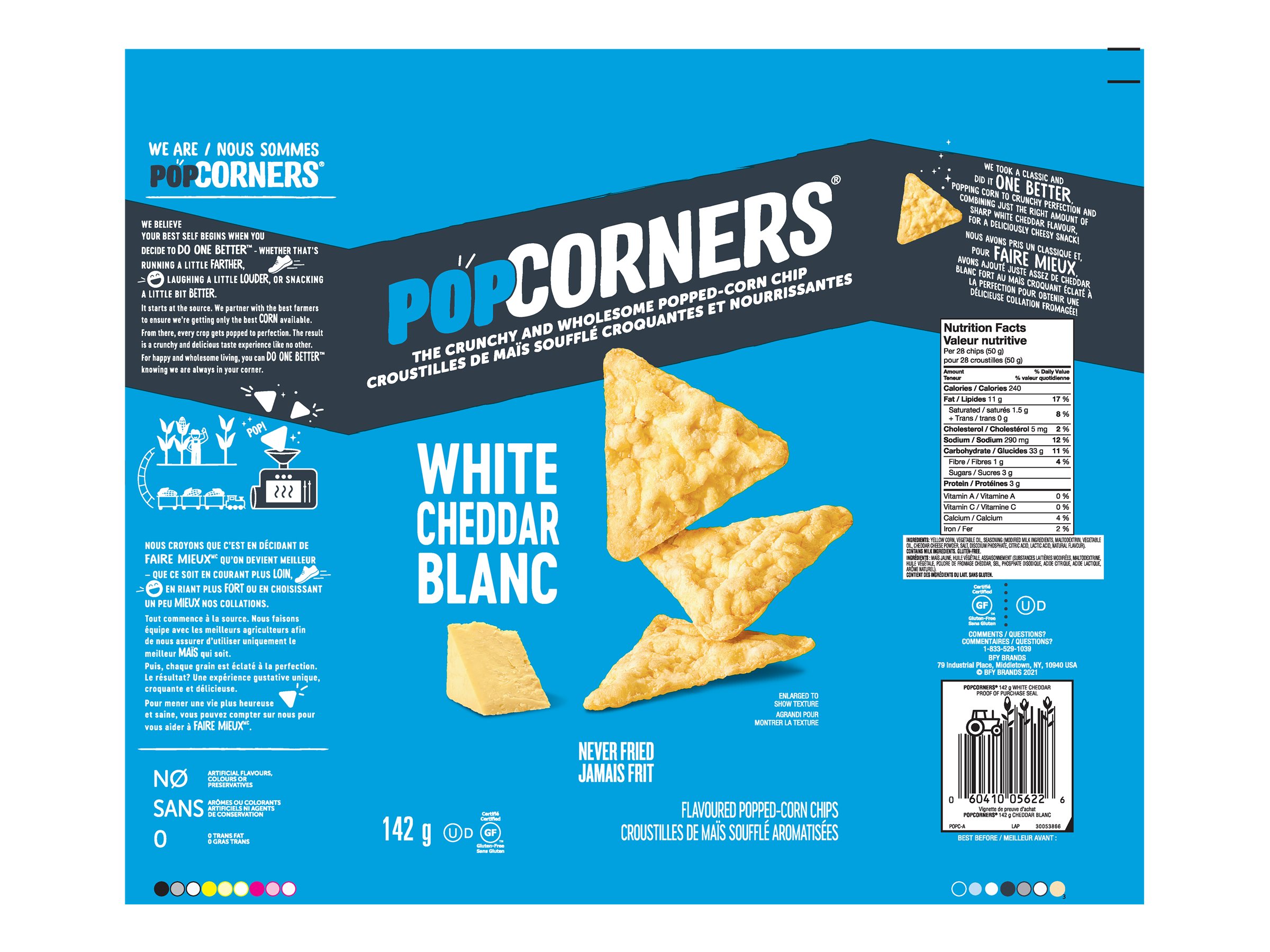 PopCorners Popped Corn Chips White Cheddar 142g