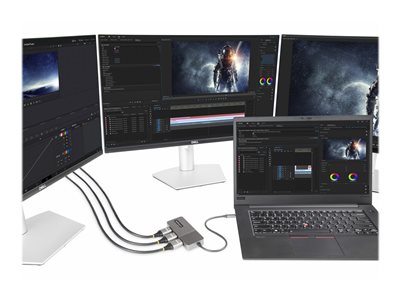 StarTech.com 3x 4K60Hz 3-Port USB-C HDMI Multi-Monitor Laptop (MSTCDP123HD)