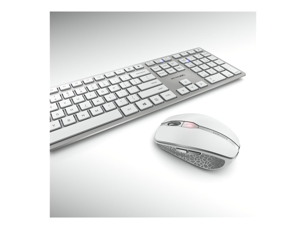 CHERRY DW 9100 SLIM Wireless Keyboard and Mouse Set - White/Sliver - JD-9100US-1