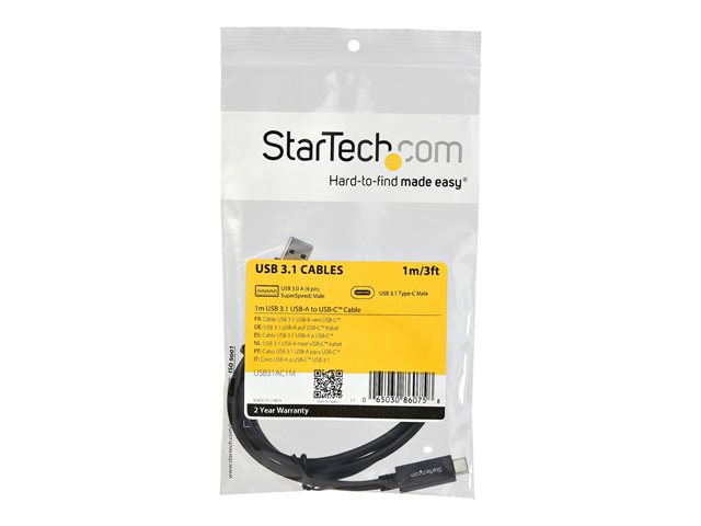 StarTech.com 3 ft 1m USB to USB C Cable - USB 3.1 10Gpbs - USB-IF Certified (USB31AC1M)