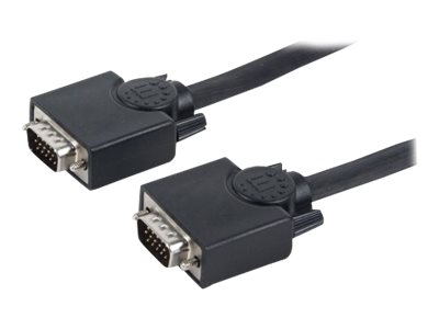 Manhattan SVGA Monitor Cable, HD15, 15m, Male to Male, Compatible with VGA, Fully Shielded, Black, Lifetime Warranty, Polybag