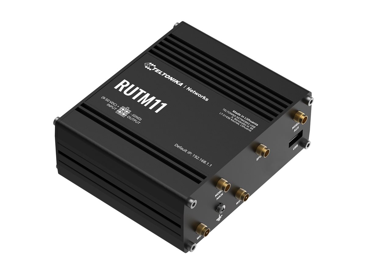 Teltonika RUTM11 wireless router WWAN Wi-Fi 5 LTE 3G 4G DIN rail mountable Usage / lifestyle Right-angle 72741