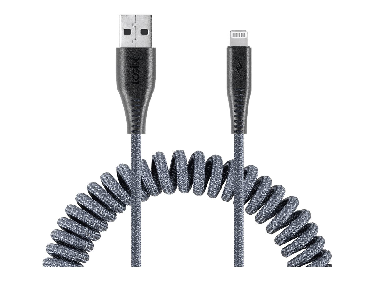 LOGiiX Piston Connect Coil USB-A to Lightning Cable - Graphite Grey - 1.8m