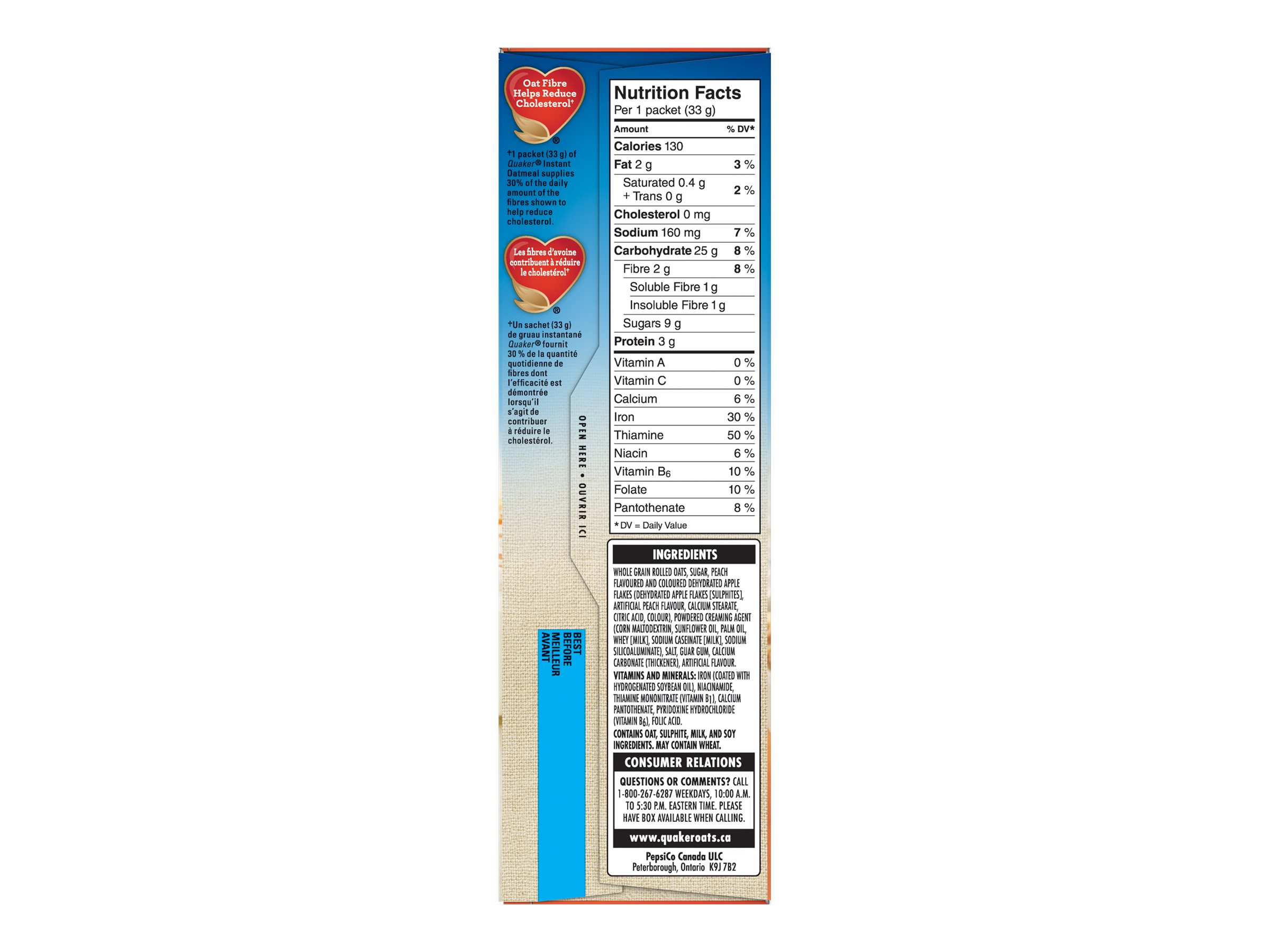 Quaker Instant Oatmeal - Peaches - 264g