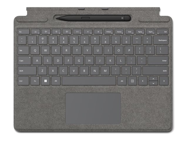 Microsoft Surface Pro Signature Keyboard Keyboard With Accelerometer Trackpad Surface Slim Pen 2 Storage And Charging Tray Qwerty Uk Platinum With Slim Pen 2 Input Device