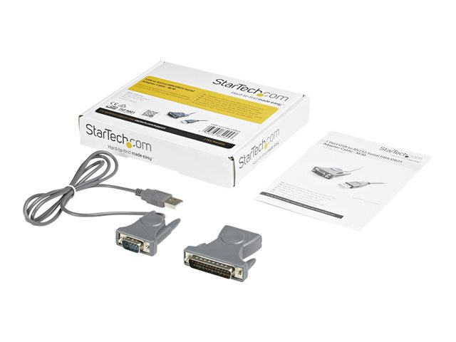 Image of StarTech.com USB to Serial Adapter - 3 ft / 1m - with DB9 to DB25 Pin Adapter - Prolific PL-2303 - USB to RS232 Adapter Cable (ICUSB232DB25) - serial adapter - USB 2.0
