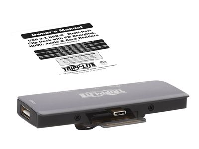 TRIPP LITE USB-C Portable Docking Station HDMI 4K 30 Hz, USBAC, GbE,  SDMicro SD, PD Charging 3.0, Gray