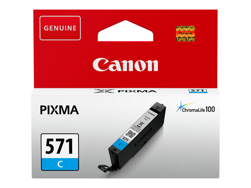 Canon CLI-571C - 7 ml - cyan - original - rservoir d\'encre - pour PIXMA TS5051, TS5053, TS5055, TS6050, TS6051, TS6052, TS8051, TS8052, TS9050, TS9055