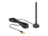 Delock LTE / GSM / UMTS Antenna SMA plug 2.5 dBi fixed omnidirectional with magnetic base and connection cable (RG-174, 3 m) outdoor black