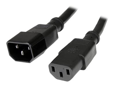 StarTech 1ft (0.3m) Power Extension Cord, C14 to C13, 10A 125V, 18AWG, Black Computer Power Cord Extension, Power Supply Extension Cable, IEC-320-C14 to IEC-320-C13 AC Power Cable