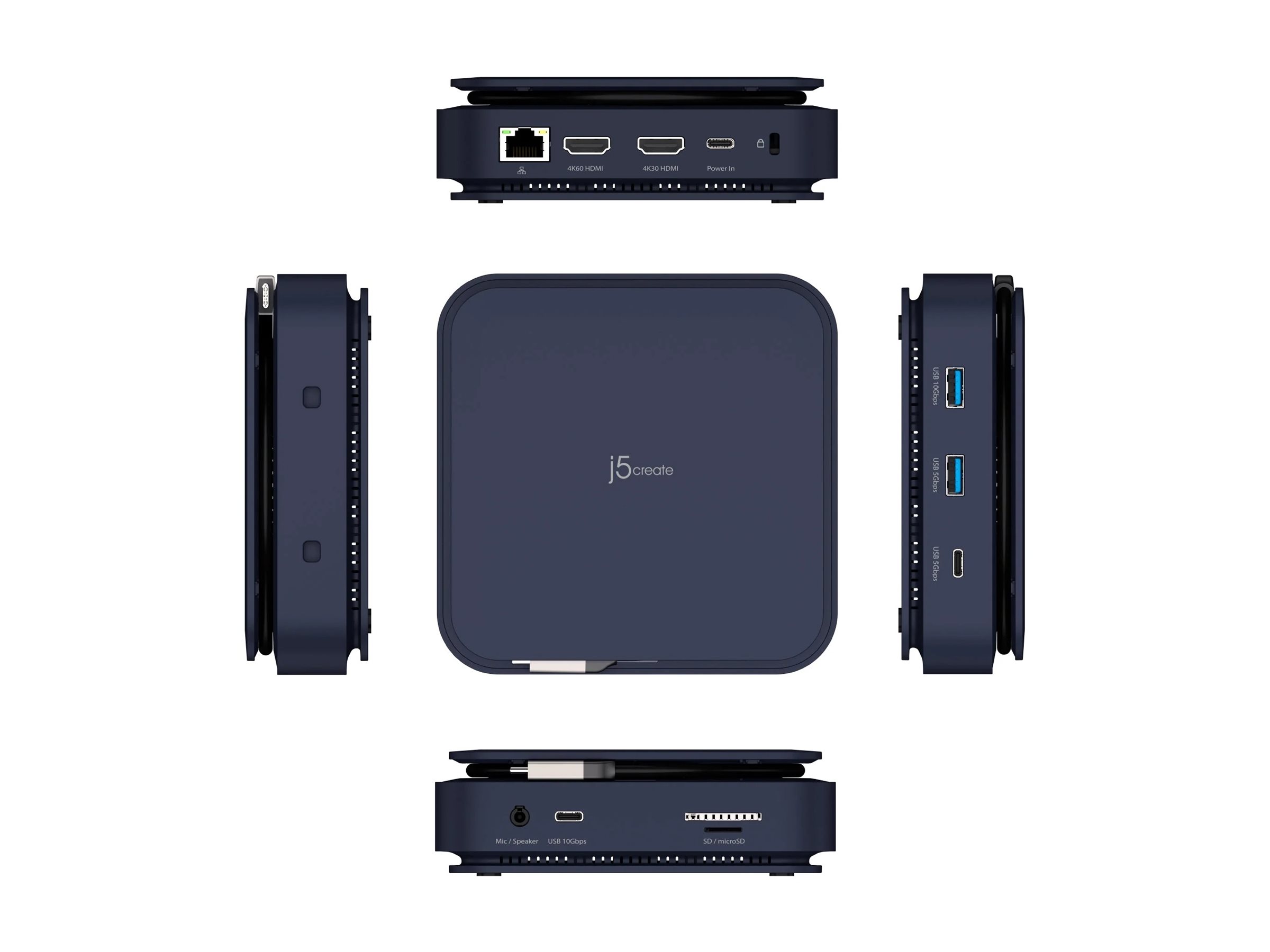 j5create JCD3196, docking station, USB-C / USB4, 2 x HDMI, 1GbE - Image 4
