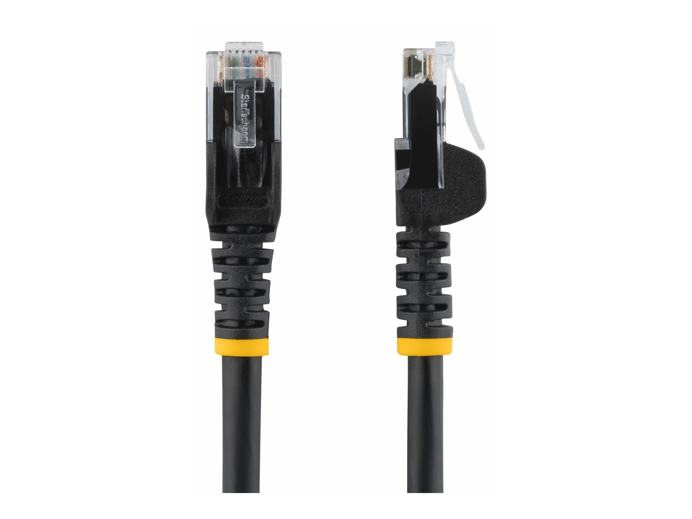 An image of Startech 100ft CAT6 Ethernet Cable, 10 Gigabit Snagless RJ45 650MHz 100W PoE Patch Cord, CAT 6 10GbE UTP Network Cable w/Strain Relief, Black, Wiring is UL Certified/TIA - Category 6 - 24AWG (N6PATCH100BK) - patch cable - 30.5 m - black