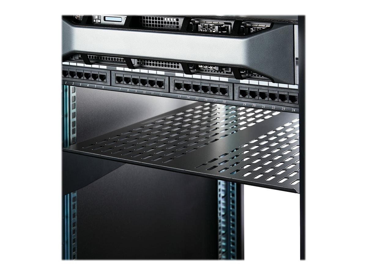 StarTech.com 1U Server Rack Shelf, 2U 22in Universal Fixed Vented Network Rack Shelf/Cantilever Tray for 19" AV/Data/Network Equipment Enclosure w/Cage Nuts & Screws, 50lbs Weight Cap. - 2U Network Rack Shelf (CABSHELF22V) - police skříně - 2U – foto 4