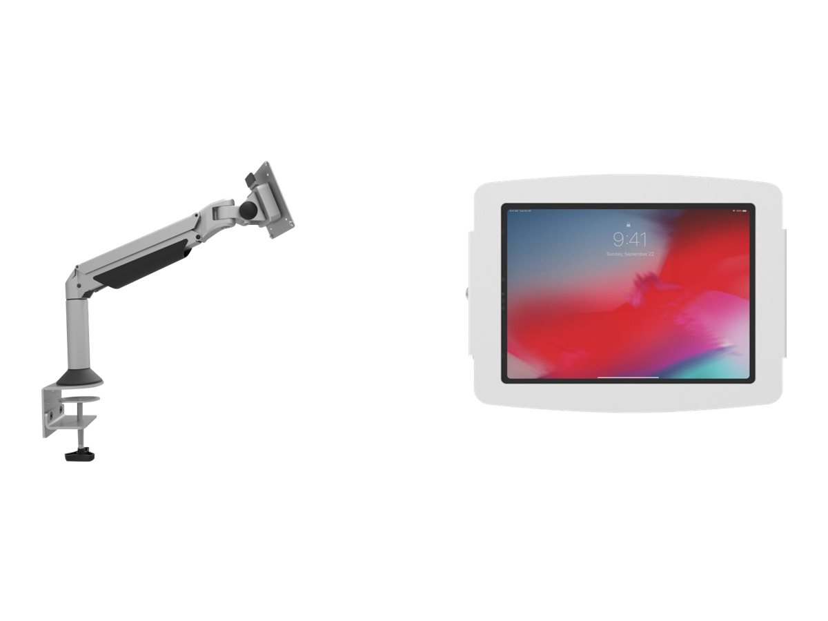 Compulocks Reach Articulating Single Joint Arm + Space iPad Enclosure Mount montážní sada - pro tablet - bílá, stříbrná