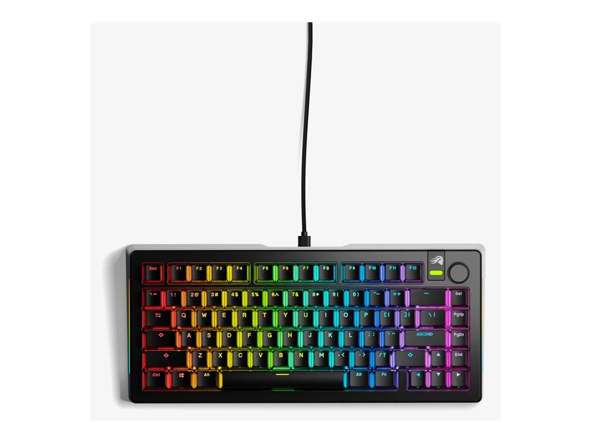 Glorious GMMK3 PRO HE keyboard prebuilt 75% QWERTY English black Input Product shot Left-angle 79750