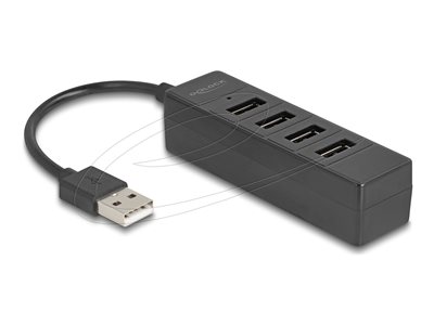 DELOCK USB Hub 4 Port USB 2.0 mit 4 x USB Typ-A Bu schwarz