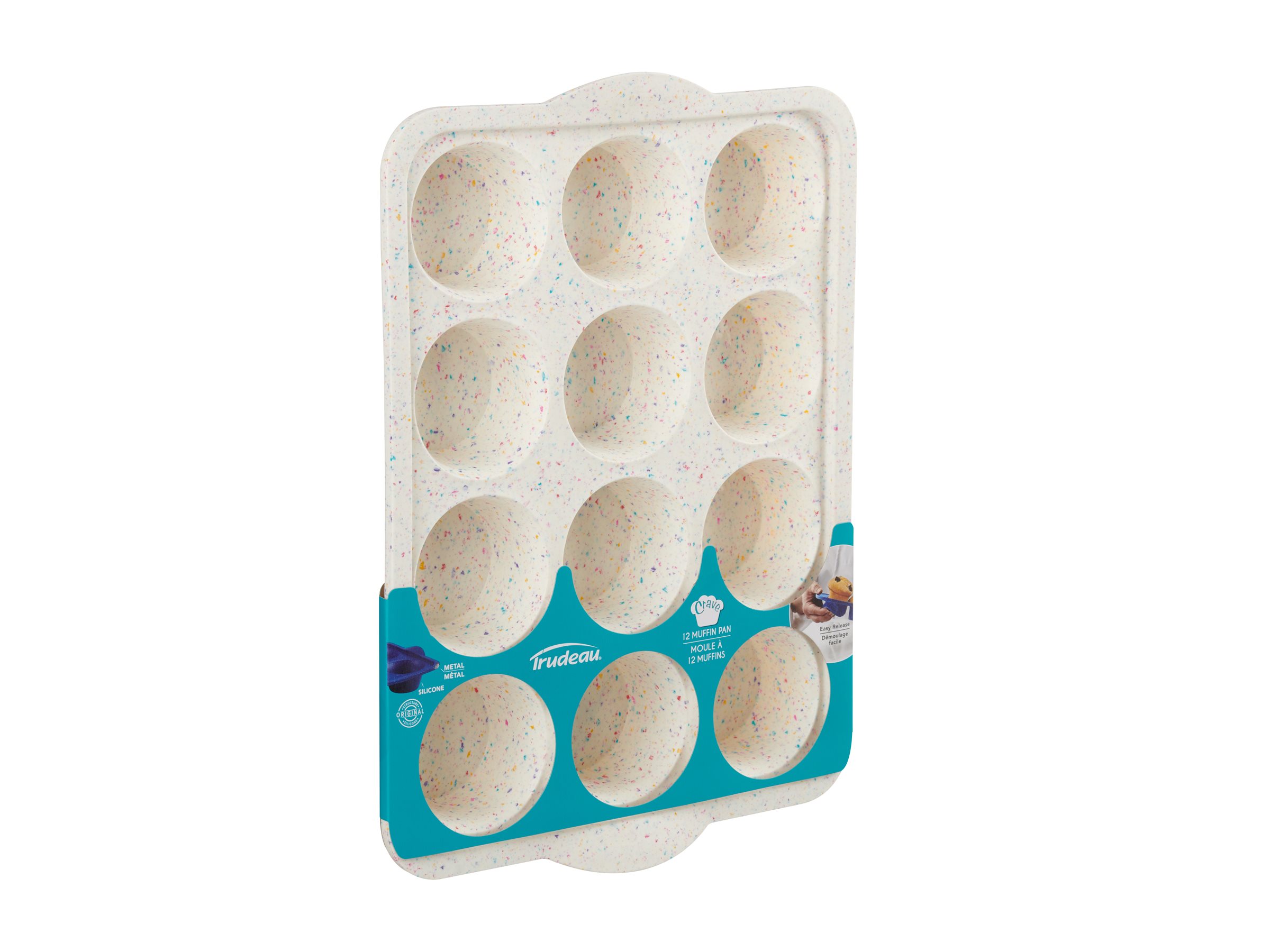 Structure Muffin Pans in Silicone Fuchsia, 12-Count - Trudeau