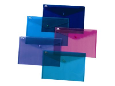 Snopake Polyfile Document Wallet For Foolscap Capacity 100 Sheets Transparent Purple Pack Of 5