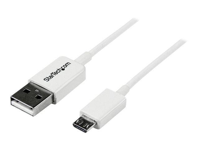 Image of StarTech.com 0.5m White Micro USB Cable Cord - A to Micro B - Micro USB Charging Data Cable - USB 2.0 - 1x USB A Male, 1x USB Micro B Male (USBPAUB50CMW) - USB cable - Micro-USB Type B to USB - 0.5 m