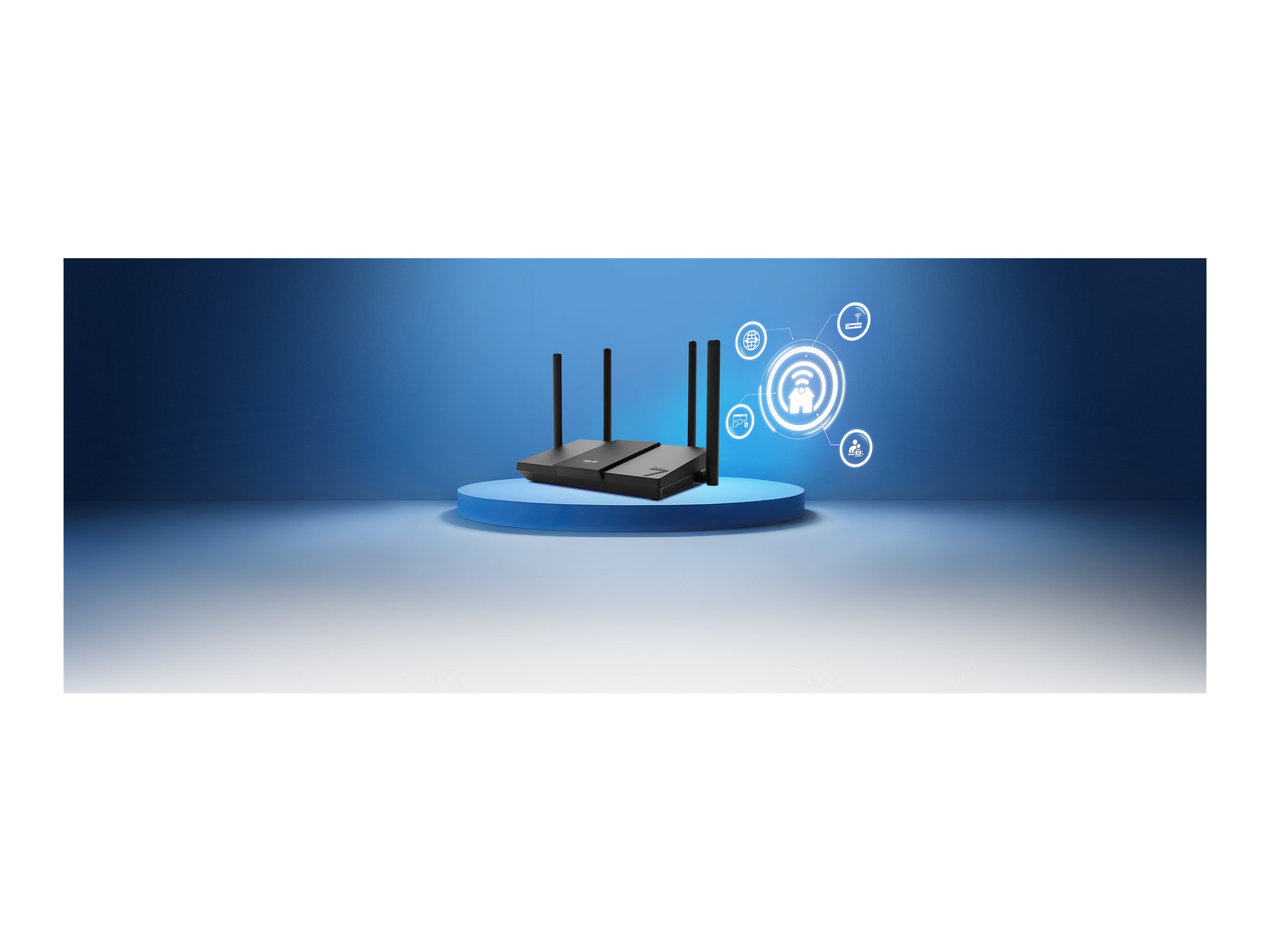 ASUS RT-BE50 wireless router Wi-Fi 7 Product shot Right-angle 79850