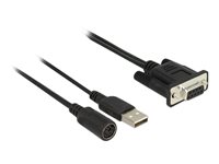 Navilock 9-pin D-Sub (DB-9) (female) - 6 pin mini-DIN (PS/2 stil) 4 pin USB Type A (kun strøm) Sort 59cm Serie / Forstærket USB kabel