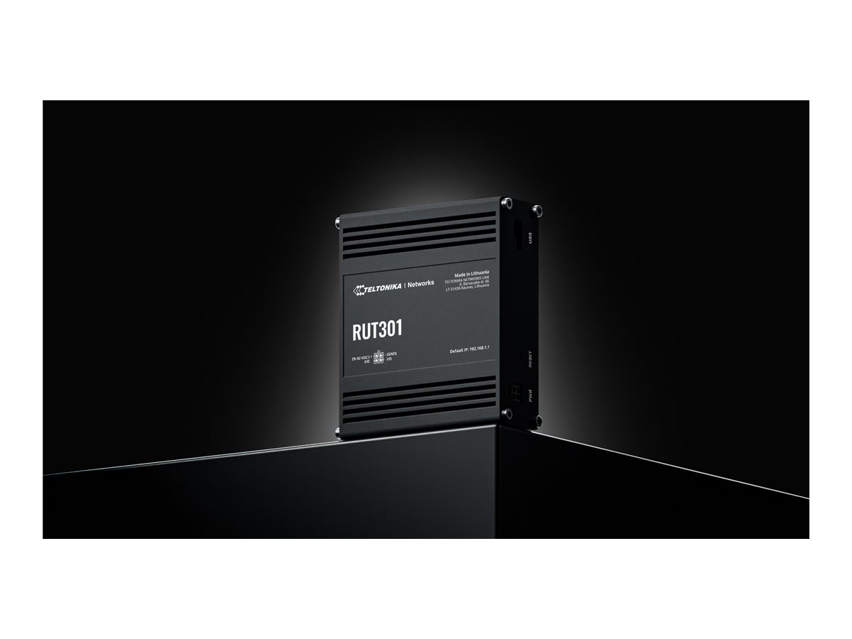 Teltonika RUT301 router DIN rail mountable wall-mountable Product shot Right side 77650