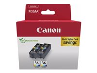 Canon CLI 36 Color Twin Pack Farve (cyan, magenta, gul) 249 sider Blækbeholder