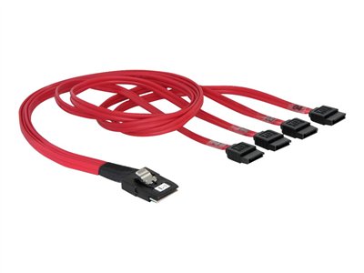 4043619830572 - Festplatten Anschlusskabel [1x Mini SAS-Stecker (SFF-8087) - 4x SATA-Stecker 7pol] 050 m Rot