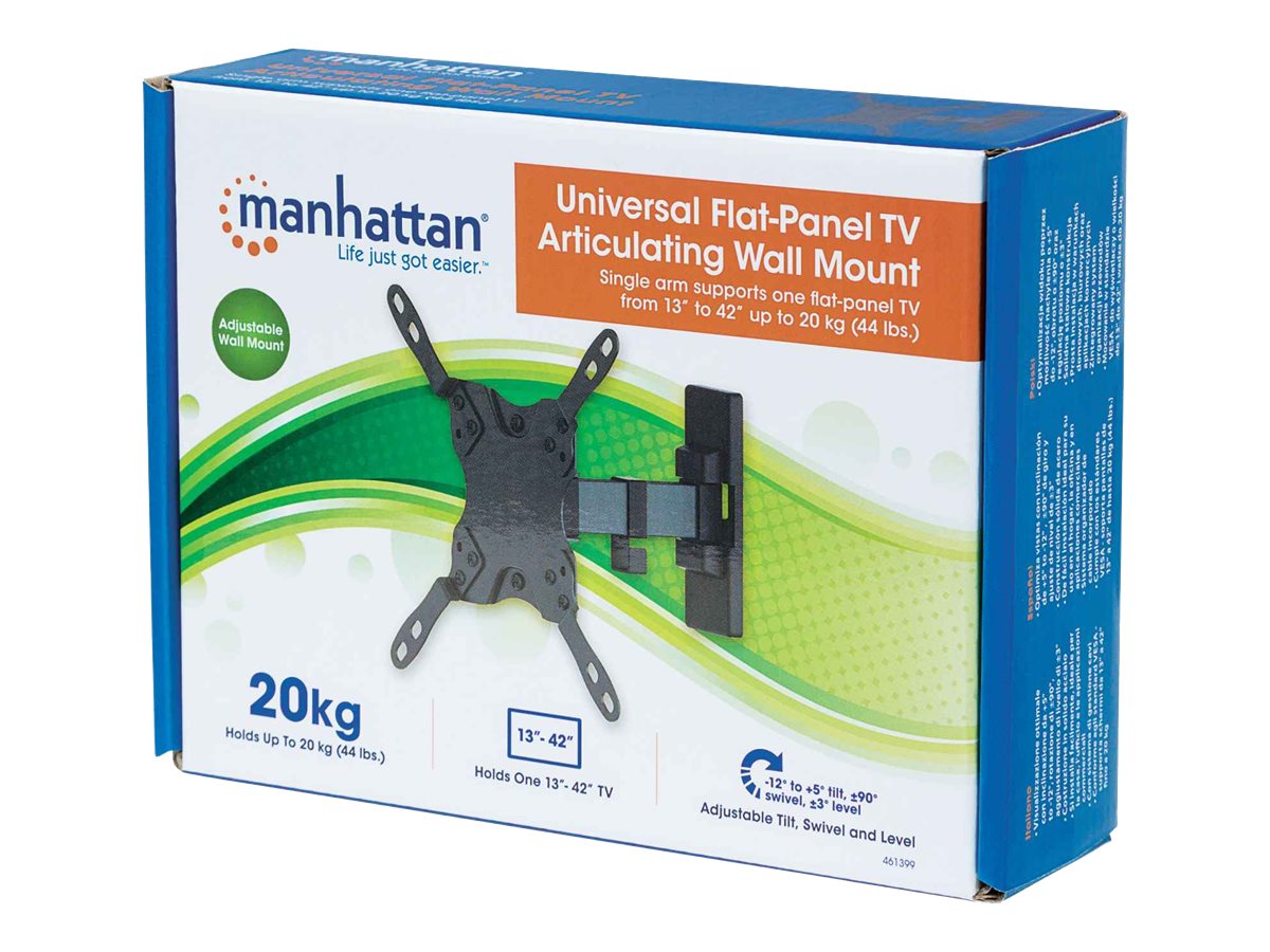 MANHATTAN TV-Wandhalterung 33-106,7cm 13-42 Zoll ein Schwenkarm neig- und schwenkbar fuer Flachbildschirme bis 20kg