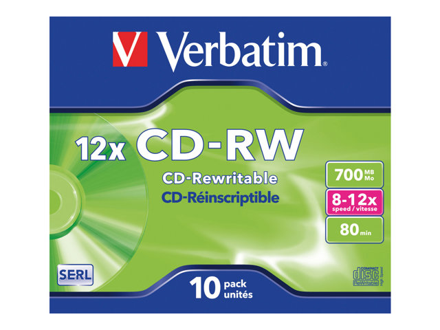 Image of Verbatim - CD-RW x 10 - 700 MB - storage media