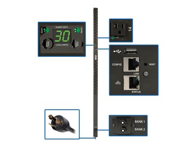 Tripp Lite PDU Monitored Per Outlet 24 5-15/20R 30A 2.9kW LX Platform 0U
