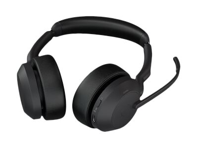 | black on-ear - Stereo - Optimised - UC business noise wireless UC for Headset eShop Atea active Jabra - for USB-A - cancelling - - (25599-989-999) 55 - Evolve2 Bluetooth