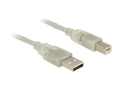 DELOCK USB Kabel A -> B St/St 3.00m transparent - 83895