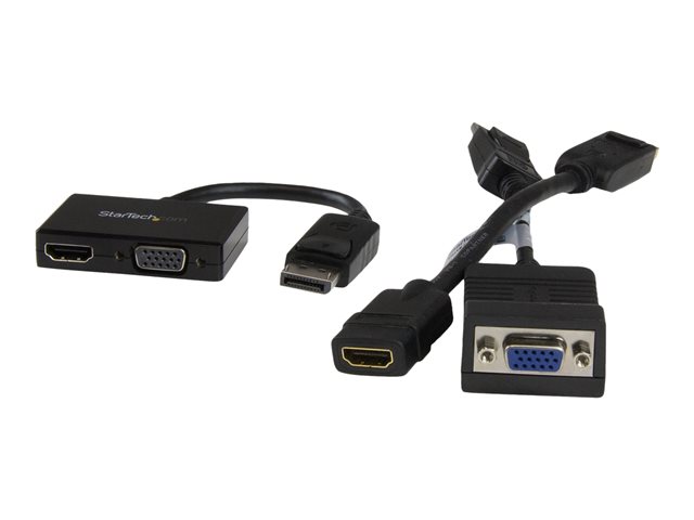 Image of StarTech.com 2 in 1 Displayport Adapter - DisplayPort to HDMI or VGA - DisplayPort Adapter - 1920x1200 - Travel Adapter (DP2HDVGA) - video converter - black