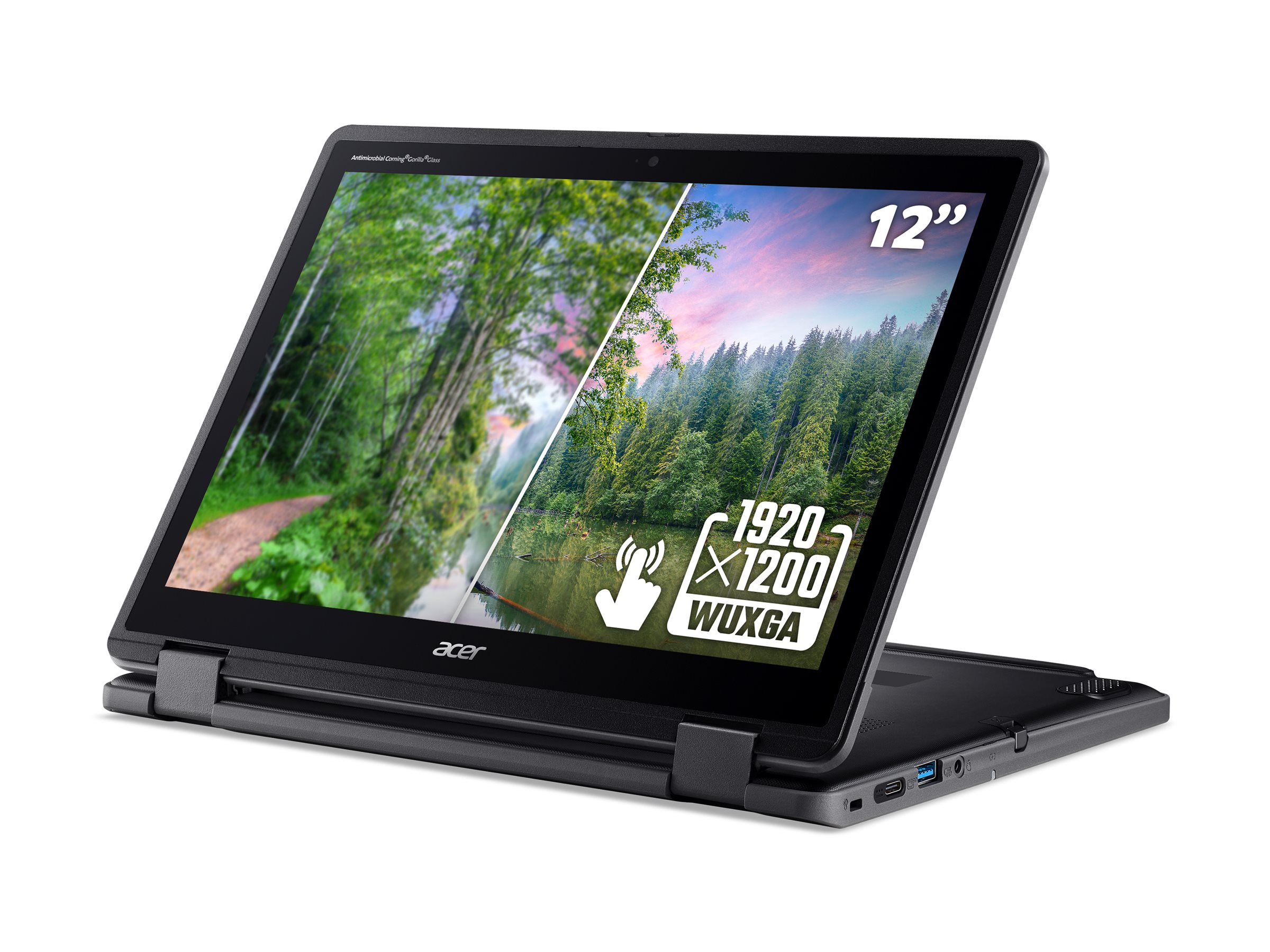 An image of Acer TravelMate B3 Spin 12 TMB312RN-31-TCO - 12.2" - Intel N-series - N150 - 8 GB RAM - 256 GB SSD - UK