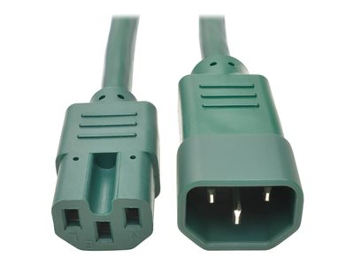 Tripp Lite 3ft Heavy Duty Power Extension Cord 15A 14 AWG C14 C15 Green 3'