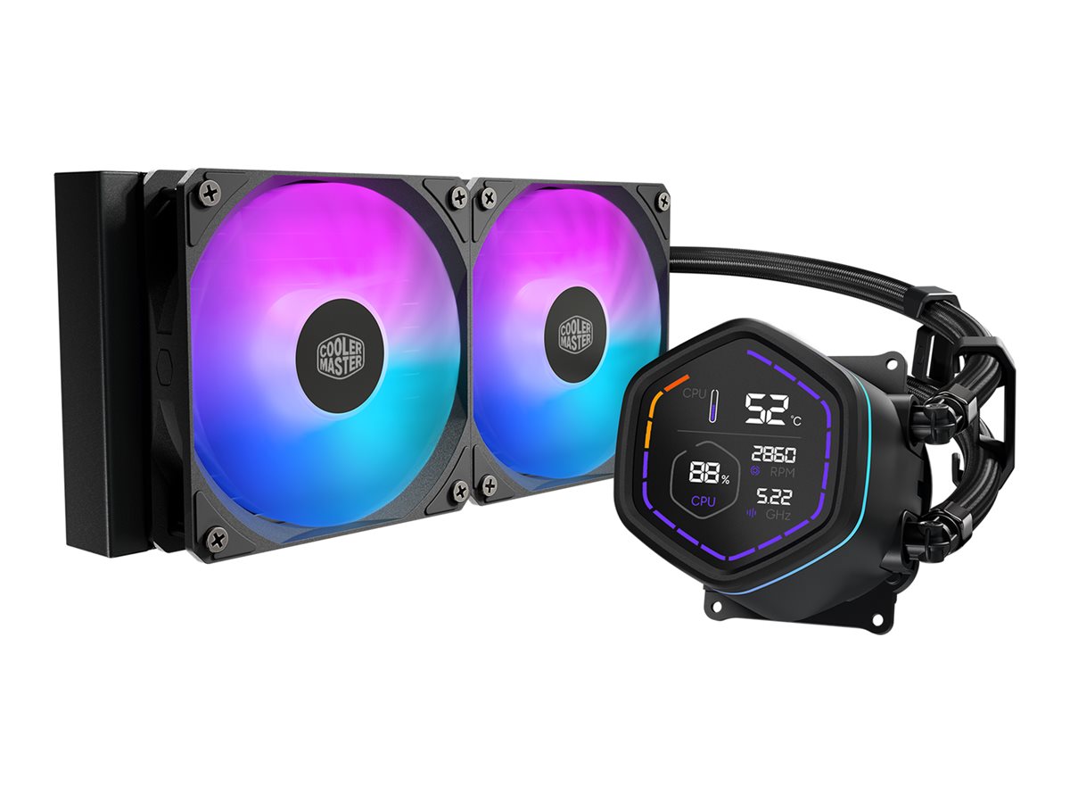 Cooler Master MasterLiquid Core Nex 240 ARGB processor liquid cooling Product shot Right-angle 79850