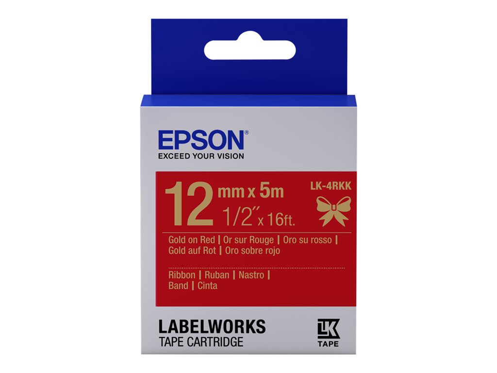 EPSON LK-4RKK Ruban satin Or/Rouge 12/5