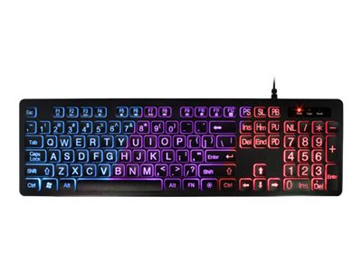 Aluratek Large Print Tri-color Keyboard backlit USB
