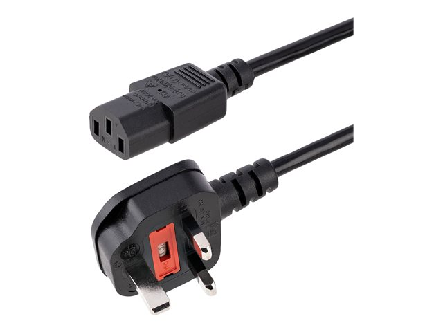 Image of StarTech.com 3ft (1m) UK Computer Power Cable, BS 1363 to C13 Power Cord, 18AWG, 10A 250V, Black Replacement AC Power Cord, Monitor Power Cable, BS 1363 to IEC 60320 C13 Kettle Lead - PC Power Supply Cable (BS13U-1M-POWER-LEAD) - power cable - BS 1363 to 