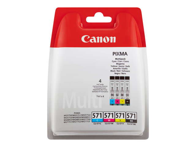 Canon Cli 571 C M Y Bk Value Pack 4 Pack Black Yellow Cyan Magenta Original Ink Tank