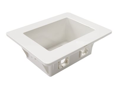 Dynamix in-wall box recessed with 2x AMDEX style outlets and 1x Product shot Left-angle 79150