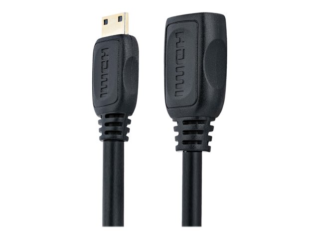 Image of StarTech.com 5in Mini HDMI to HDMI Adapter, 4K High Speed HDMI Adapter, 4K 30Hz Ultra HD High Speed HDMI Adapter, HDMI 1.4, Gold Plated Connectors, UHD Mini HDMI Adapter 4K, Black - Mini HDMI to HDMI Converter - HDMI adapter - 1.3 cm