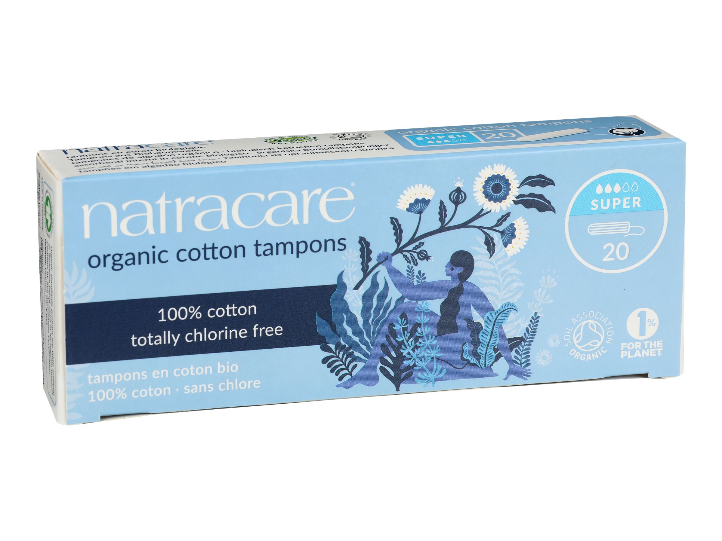 Natracare 100% Certified Organic Cotton Tampons - Super - 20' s