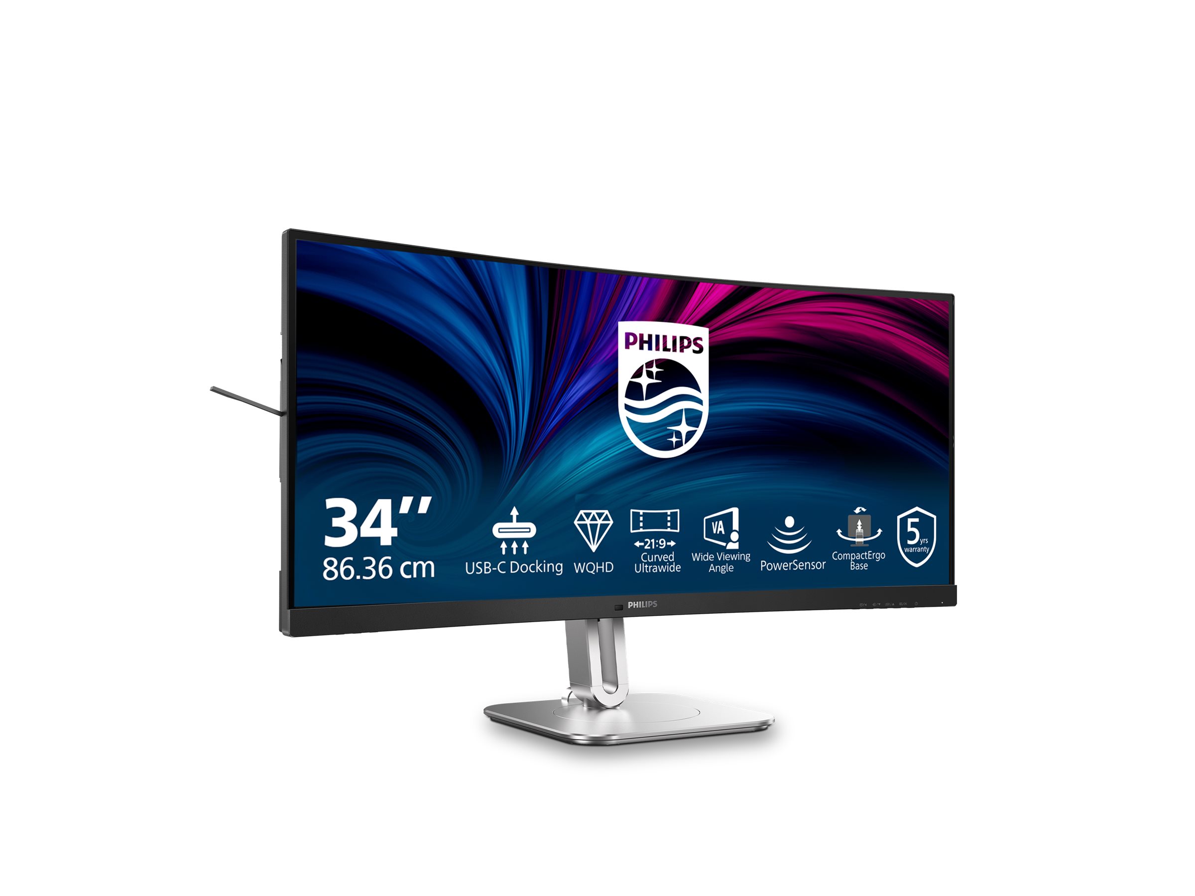 Philips 34B2U5600C 5000 Series LED monitor curved Product shot Back 79000