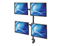 Manhattan TV & Monitor Mount, Desk, Double-Link Arms, 4 screens, Screen Sizes: 10-27', Black, Stand or Clamp Assembly, Quad Screens, VESA 75x75 to 100x100mm, Max 8kg (each), Lifetime Warranty Monteringssæt 4 LCD displays 13'-32'