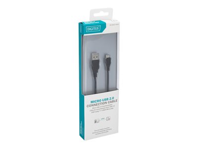 4016032383680 - USB-Kabel usb 20 usb-a Stecker USB-Micro-B Stecker 180 m Schwarz Rund doppelt geschirmt - Digitus