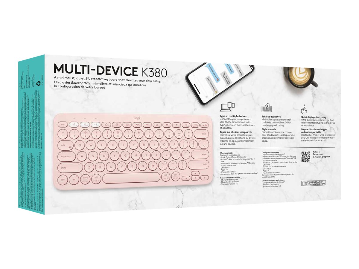 Logitech K380 Multi-Device Bluetooth Keyboard - klávesnice - QWERTY - US mezinárodní - rùžová Vstupní zařízení – foto 13
