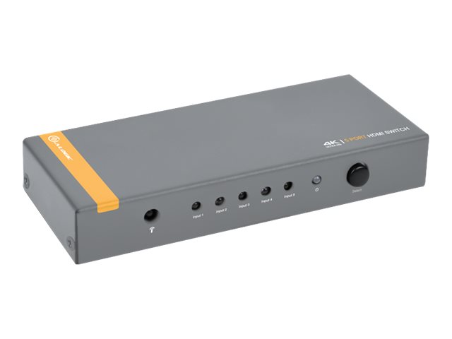 Alogic 5 Port HDMI 2.0 4K Switch with Wireless Remote video/audio switch 5 Product shot Left-angle 79300